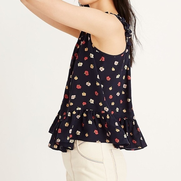 Madewell Silk Ruffle-Strap Cami Top in Confetti Floral Sz 0 in EUC - Picture 2 of 7